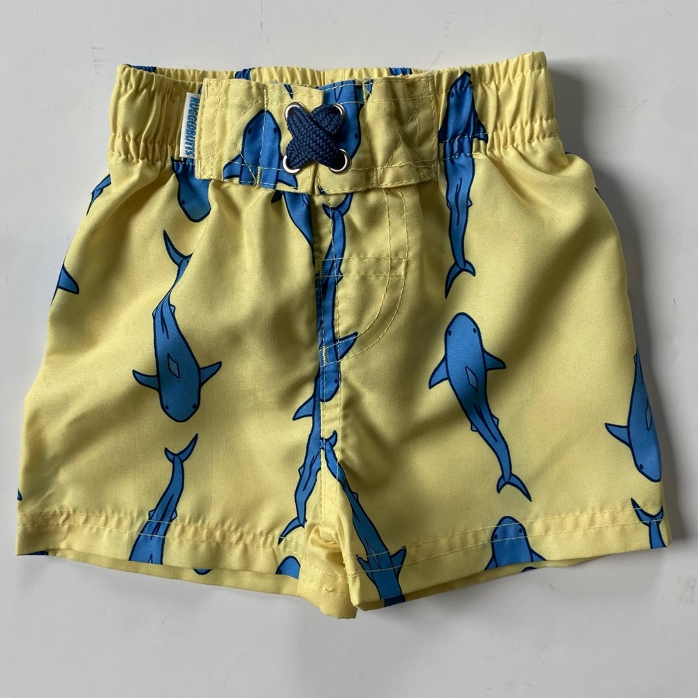 Rugged Butts Swim Trunks Size 3 6 Months Bathing Suit Sharks Ruggedbutts EUC